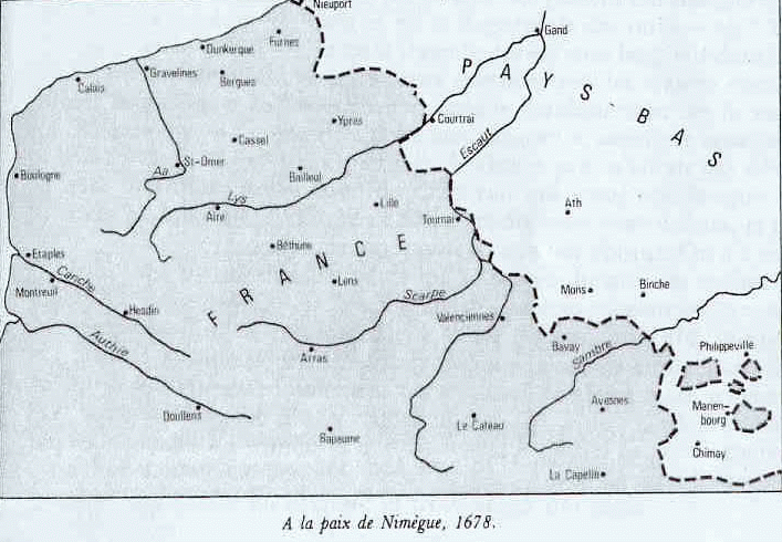 Frontire au trait de Nimgue en 1678