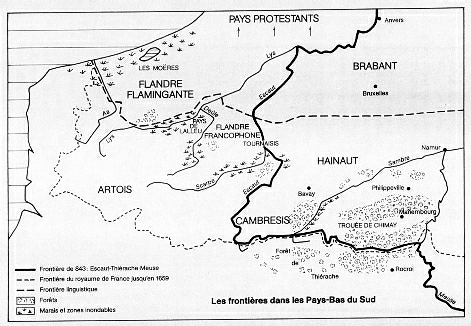 Frontire des Pays-Bas du Sud vers 1659